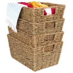 Best Choice Products Set Of 4 Multipurpose Stackable Seagrass Storage Laundry Organizer Baskets W/ Handles -Best Choice Products Shop GUEST bffc44b9 ca13 4243 8872 0537ee2e0832