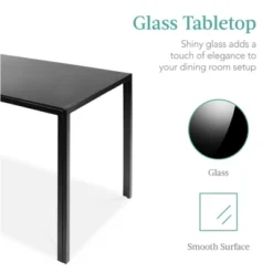 Best Choice Products 5-Piece Kitchen Dining Table Set W/ Glass Tabletop, 4 Faux Leather Chairs