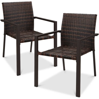 Best Choice Products Set Of 2 Stackable Wicker Chairs W/ Armrests, Steel Conversation Accent Furniture For Patio 9 Best Choice Products Set Of 2 Stackable Wicker Chairs W/ Armrests, Steel Conversation Accent Furniture For Patio - Image 8