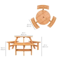 Best Choice Products 6-Person Circular Outdoor Wooden Picnic Table W/ 3 Built-In Benches, Umbrella Hole -Best Choice Products Shop GUEST c8e1dd71 d05e 48e6 a9b6 8fe61adf0089