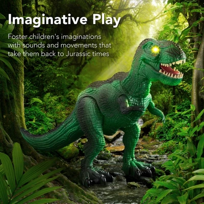 Best Choice Products Kids Remote Control Dinosaur Toy, Electronic RC T-Rex W/ Light-Up LED Eyes, Roaring Sounds - Green 6 Best Choice Products Kids Remote Control Dinosaur Toy, Electronic RC T-Rex W/ Light-Up LED Eyes, Roaring Sounds - Green - Image 4