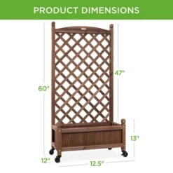 Best Choice Products 60in Mobile Wood Planter Box & Diamond Lattice Trellis, W/ Drainage Holes, Optional Wheels - Walnut 13 Best Choice Products 60in Mobile Wood Planter Box & Diamond Lattice Trellis, W/ Drainage Holes, Optional Wheels - Walnut -Best Choice Products Shop GUEST d312c011 ef9a 42dd aec2 e05c80bb552d
