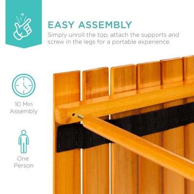 Best Choice Products 28x28in Foldable Indoor Outdoor Portable Wooden Table For Picnics, Camping, Beach W/ Carrying Case 7 Best Choice Products 28x28in Foldable Indoor Outdoor Portable Wooden Table For Picnics, Camping, Beach W/ Carrying Case - Image 5