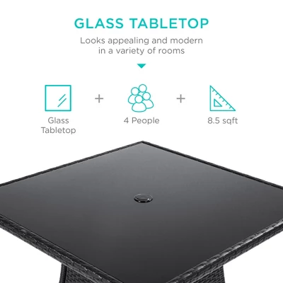 Best Choice Products 5-Piece Indoor Outdoor Wicker Patio Dining Table Furniture Set W/ Umbrella Cutout, 4 Chairs 4 Best Choice Products 5-Piece Indoor Outdoor Wicker Patio Dining Table Furniture Set W/ Umbrella Cutout, 4 Chairs - Image 2