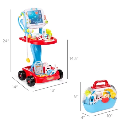 Best Choice Products Play Doctor Kit For Kids, Pretend Medical Station Set With Carrying Case, Mobile Cart 8 Best Choice Products Play Doctor Kit For Kids, Pretend Medical Station Set With Carrying Case, Mobile Cart - Image 6