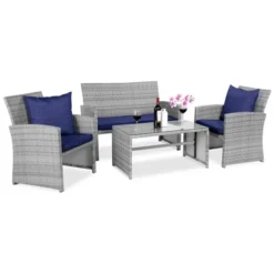 Best Choice Products 4-Piece Outdoor Wicker Patio Conversation Furniture Set W/ Coffee Table, Cushions -Best Choice Products Shop GUEST deec6447 a65f 4def a1ac a91a1b7b38c9