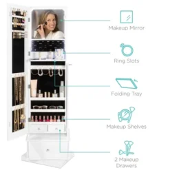 Best Choice Products 360 Swivel Standing Mirrored Jewelry Cabinet, LED-Lit Makeup Organizer W/ Mirror - White 10 Best Choice Products 360 Swivel Standing Mirrored Jewelry Cabinet, LED-Lit Makeup Organizer W/ Mirror - White -Best Choice Products Shop GUEST e6c4c665 5997 4909 90e1 bfe4b41b25f1