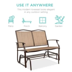Best Choice Products 2-Person Outdoor Swing Glider, Patio Loveseat, Steel Bench Rocker For Porch W/ Armrests 12 Best Choice Products 2-Person Outdoor Swing Glider, Patio Loveseat, Steel Bench Rocker For Porch W/ Armrests -Best Choice Products Shop GUEST e8419122 1403 48c4 b665 cd6722d357fd
