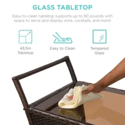 Best Choice Products Wicker Outdoor Rolling Bar Cart W/ Ice Bucket, Glass Countertop, Glass Holders, Storage - Brown 10 Best Choice Products Wicker Outdoor Rolling Bar Cart W/ Ice Bucket, Glass Countertop, Glass Holders, Storage - Brown -Best Choice Products Shop GUEST ea4ae1ab d11f 4b05 9f61 d5a8dac1d218