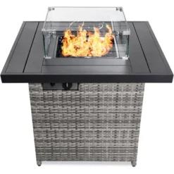 Best Choice Products 32in Fire Pit Table 50,000 BTU Outdoor Wicker Patio W/ Wind Guard, Glass Beads, Cover -Best Choice Products Shop GUEST ecd8786a fcf8 456f adf2 481695d10dd6