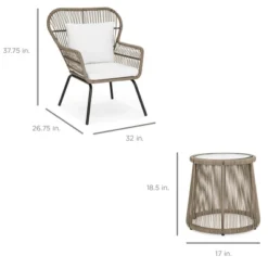 Best Choice Products 3-Piece Patio Conversation Bistro Set, Outdoor Wicker W/ 2 Chairs, Cushions, Side Table -Best Choice Products Shop GUEST ee666483 92b2 4a48 a652 5db28a9d7d43