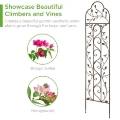 Best Choice Products 60x15in Iron Arched Garden Trellis Fence Panel W/ Branches, Birds For Climbing Plants - Bronze -Best Choice Products Shop GUEST f0462168 5c93 4f07 a3bb 869baf6ee396