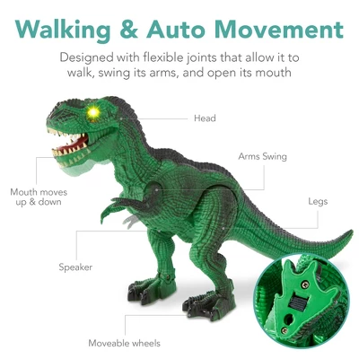 Best Choice Products Kids Remote Control Dinosaur Toy, Electronic RC T-Rex W/ Light-Up LED Eyes, Roaring Sounds - Green 5 Best Choice Products Kids Remote Control Dinosaur Toy, Electronic RC T-Rex W/ Light-Up LED Eyes, Roaring Sounds - Green - Image 3