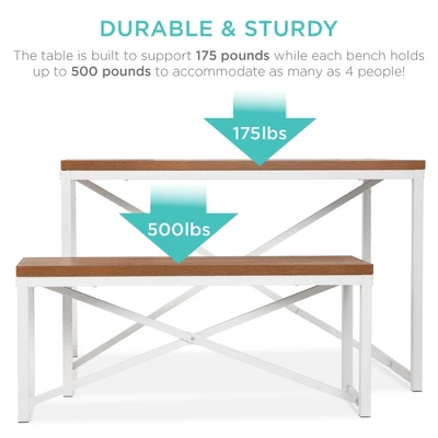 Best Choice Products 45.5in 3-Piece Bench Style Dining Furniture Set, 4-Person Dinette W/ 2 Benches, Table 7 Best Choice Products 45.5in 3-Piece Bench Style Dining Furniture Set, 4-Person Dinette W/ 2 Benches, Table - Image 5