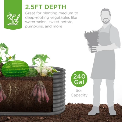 Best Choice Products 63in Oval Metal Raised Garden Bed, Customizable Outdoor Planter For Gardening, Plants 4 Best Choice Products 63in Oval Metal Raised Garden Bed, Customizable Outdoor Planter For Gardening, Plants - Image 2