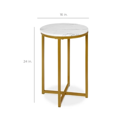 Best Choice Products 16in Faux Marble Modern Round Living Room Accent Side Table W/ Metal Frame 8 Best Choice Products 16in Faux Marble Modern Round Living Room Accent Side Table W/ Metal Frame - Image 6
