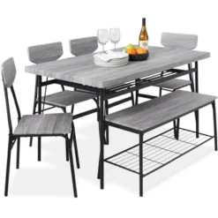 Best Choice Products 6-Piece 55in Modern Home Dining Set W/ Storage Racks, Rectangular Table, Bench, 4 Chairs -Best Choice Products Shop GUEST ff733a57 b897 4c71 9a2a 07cfa76a9dde